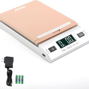 A-CK65GS 65LBx0.1OZ Digital Shipping Postal Scale with Batteries and AC Adapter, Gold Silver