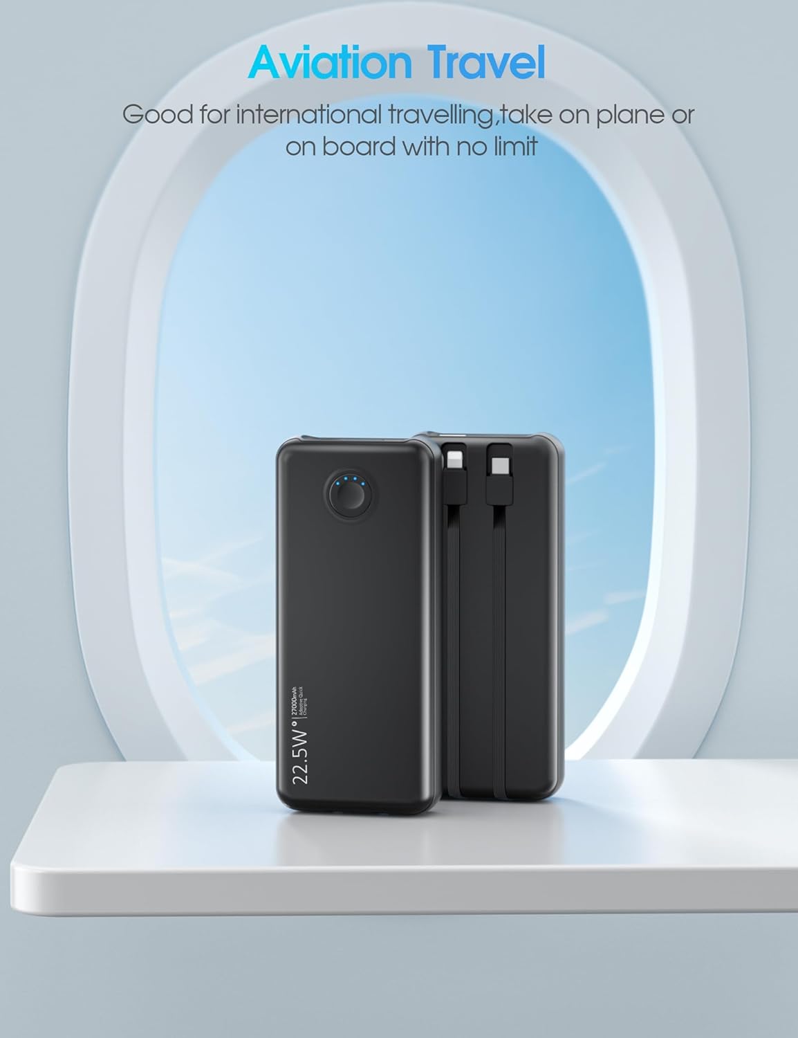 Portable Charger with Built in Cables-22.5W PD20W Fast Charging Power Bank 27,000mAh Battery Pack with Flashlight, Compatible with iPhone Samsung etc(1 Pack) - Image 7