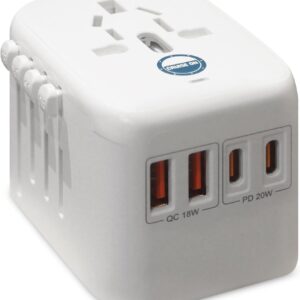 Cruise On Universal Travel Adapter, Cruise Approved (Incl. Royal Caribbean, Disney) - International Power Adapter [2 USB-C, 2 USB, AC] World Travel Plug Adapter Converter - USA, Italy, Europe, Asia