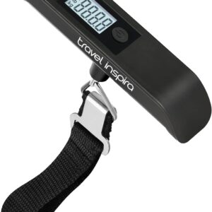 travel inspira Luggage Scale, Portable Digital Hanging Baggage Scale for Travel, Suitcase Weight Scale with Rubber Paint, 110 Pounds, Battery Included