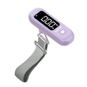 pack all 110 Lbs Luggage Scale, Digital Handheld Baggage Scale, Travel Suitcase Weight Scale with LCD Display, Battery Included, Purple