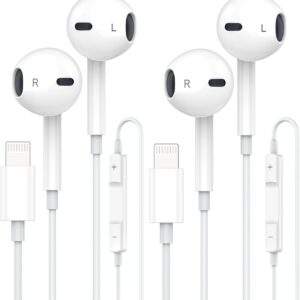 Apple Earbuds, iPhone Wired with Lightning Connector [Apple MFi Certified] Wired Earphones with Microphone Volume Control Music and Calling Headphones for iPhone 14/13/12/11/SE/X/XR/XS/8/7-2 Pack