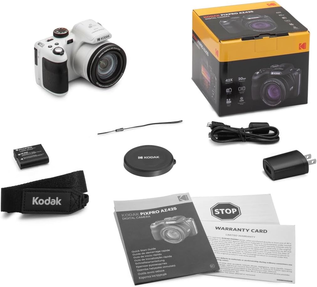 KODAK PIXPRO AZ425-WH 20MP Digital Camera 42X Optical Zoom 24mm Wide Angle Lens 1080P Full HD Video Optical Image Stabilization Li-Ion Battery 3" LCD Vlogging Camera (White) - Image 8