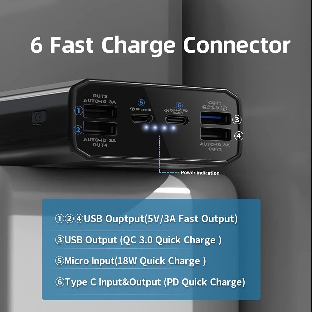 Power Bank 40000mah Portable Charger 20W USB-C Battery Pack with 5 Outputs & 2 Inputs External Battery Cell Phone Charger with Phone Holder Compatible with iPhone 12, MacBook Pro and Samsung - Image 7