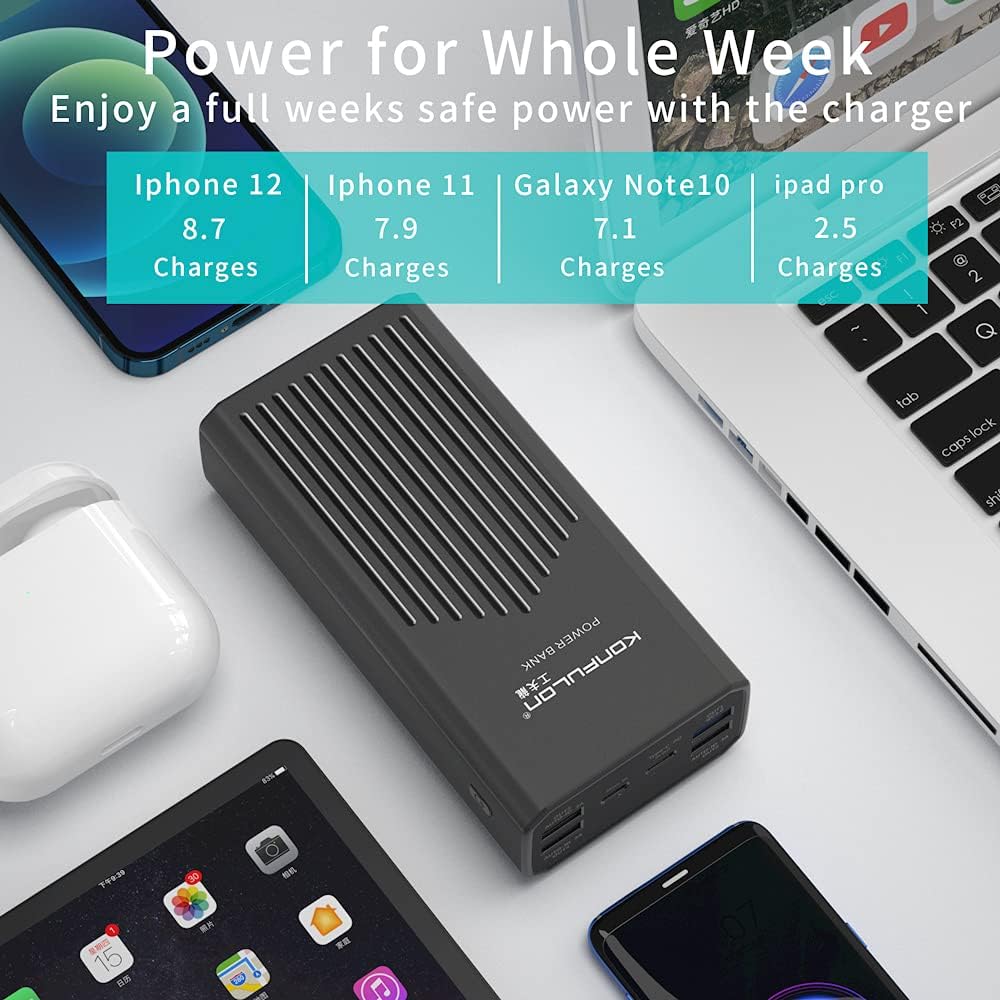 Power Bank 40000mah Portable Charger 20W USB-C Battery Pack with 5 Outputs & 2 Inputs External Battery Cell Phone Charger with Phone Holder Compatible with iPhone 12, MacBook Pro and Samsung - Image 5