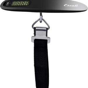 Escali Velo Slimline Portable Travel Luggage Scale with 110 lb Capacity, Black