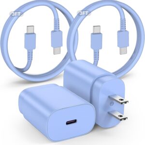 for Samsung Galaxy Super Fast Charging Cord Type C Charger, 25w Android Phone Charger Block &3ft USBC to USB-C Cable for Galaxy S24 Ultra/S24/S24+,2P-3FT-CACTC-Blue