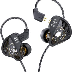 CCZ BC01 Pro in ear Monitor, Professional Stage Level IEM, HIFI Balanced Stereo iem Earphones, 1BA 1DD Hybrid Driver iems for Gaming, Singer, with Detachable 2pins Cable 3.5mm Plug (Black without mic)