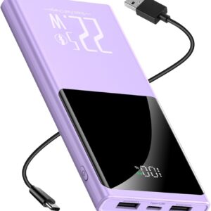 Portable Charger 10000mAh, Power Bank 22.5W Fast Charge, Slim Battery Backup with USB C in/Out, LCD Display External Battery Pack Compatible with iPhone 16 15 14 13 12, Samsung, Google, Android etc