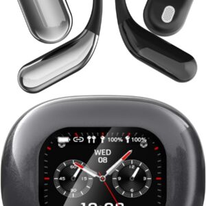 Open Ear Earbuds Bluetooth 5.4 -Bone Conduction Headphones 2025 New Intelligent Touch Screen Ultra Comfy Over The Ear Bluetooth Earbuds with Earhooks IPX7 Waterproof for Exercise