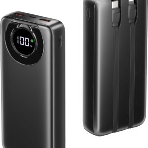 Portable Charger 35000mAh Power Bank - 5 Outputs & 2 Inputs USB-C 22.5W Fast Charging Battery Pack with Built-in Cables and Ports Compatible with Most of Cellphones and Devices, for Travel Camping