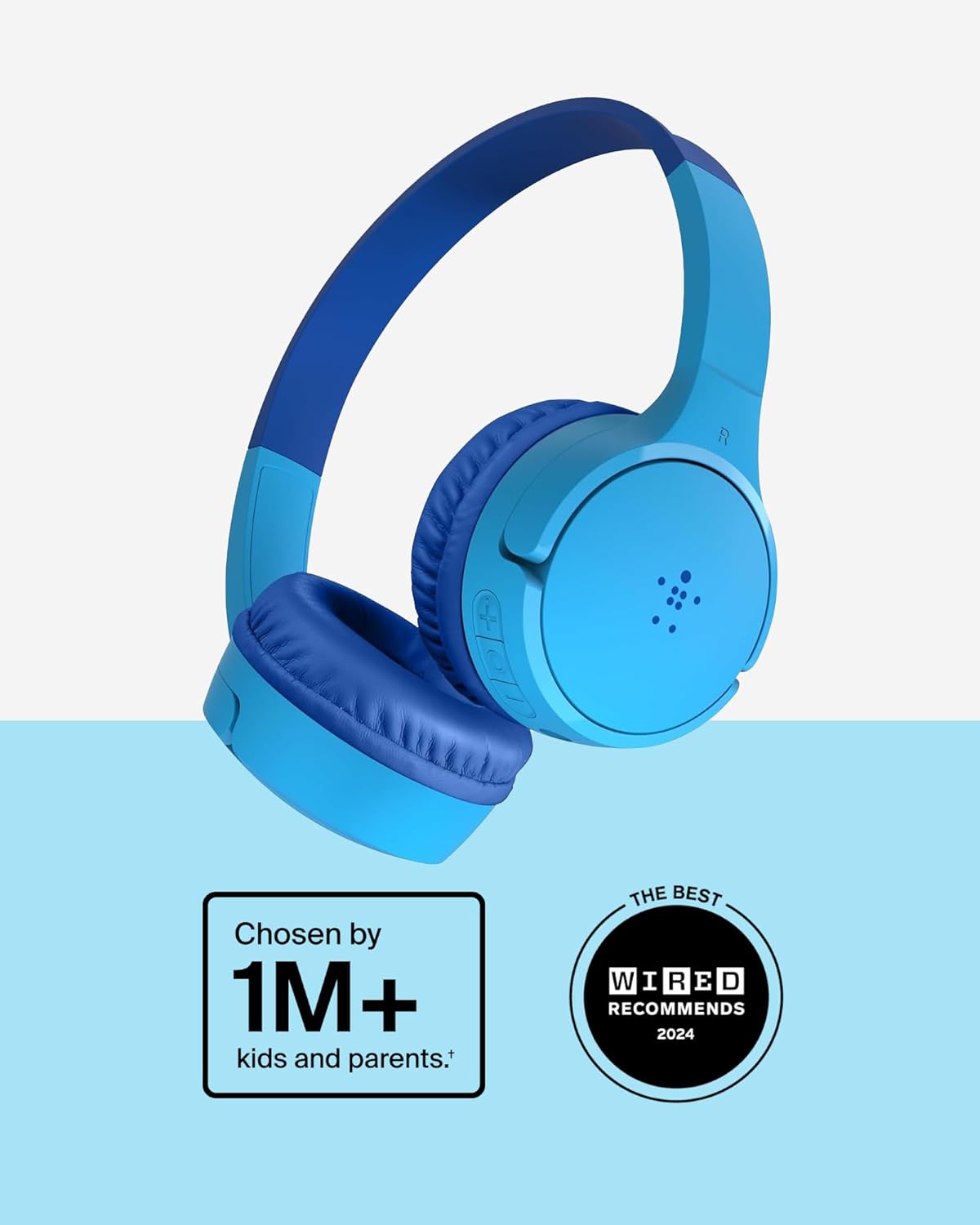 Belkin SoundForm Mini - Wireless Bluetooth Kids Headphones with 30H Battery Life, 85dB Safe Volume Limit, Built-in Microphone - Kids On-Ear Earphones for iPhone, iPad, Fire Tablet & More - Blue - Image 2