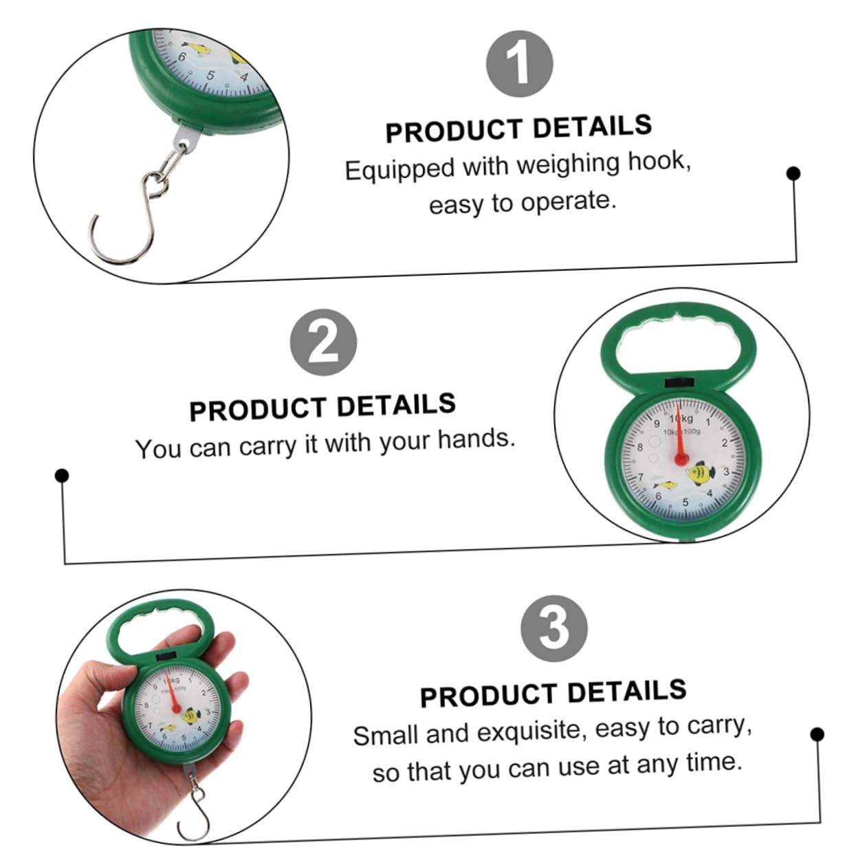 Zerodeko 4pcs Portable Spring Scale Spring Balance Scales Spring Scales Hanging Spring Scale Weighing Scale for Luggage Food Vegetables Spring Scale Digital Fishing Plastic Travel Handheld - Image 2