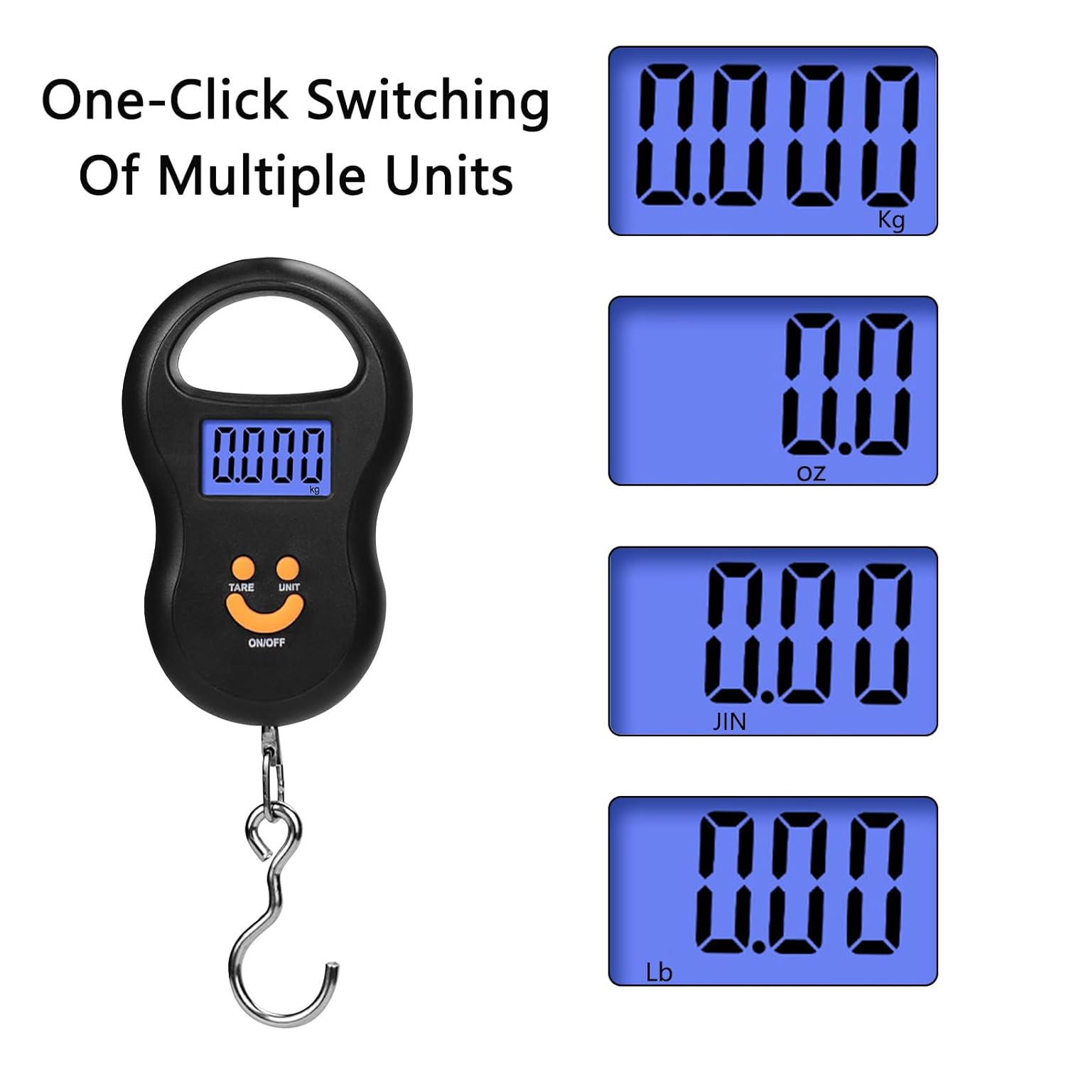 Fish Scale 50KG Hanging Scale Luggage Scale Weighing Scale with Comfortable Handle and Large Hook, Suitable for Home Farm Outdoor Hunting Fishing (Black) - Image 6