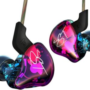YINYOO Easy KZ ZST Colorful Hybrid Banlance Armature with Dynamic in-Ear Earphone 1BA+1DD HiFi Headset KZ in Ear Monitors Headphones Wired Earbuds IEM Earphones Gaming Earbuds (Colorful Without mic)