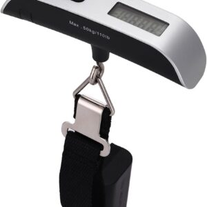 [Backlight LCD Display Luggage Scale] 110lb/50kg Electronic Balance Digital Postal Luggage Hanging Scale with Rubber Paint Handle,Temperature Sensor