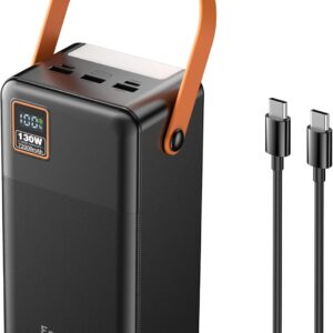 EnergyQC Power Bank, 72000mAh Portable Power Station, 130W Max Battery Pack, 266.4Wh Fast Charging Compatible with Laptop MacBook iPhone Samsung for Outdoors Camping Travel