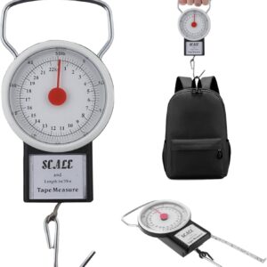 Manual Luggage Scale 22kg Portable Travel Scales for Luggage Weight Scale with 1m Tape and Adjustable Scale Hanging Suitcase Scales for Package Weighing, Luggage Accessories