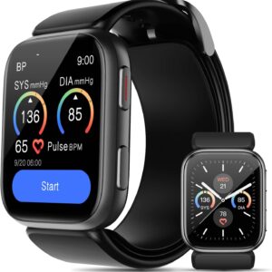 YHE Smart Watch, 1.95" Blood Pressure Smart Watches for Men with Patented Cuff, Fitness Watch with Sleep Heart Rate Monitor, Blood Oxygen, Pedometer, 24/7 Heart Rate Activity Trackers for Android iOS