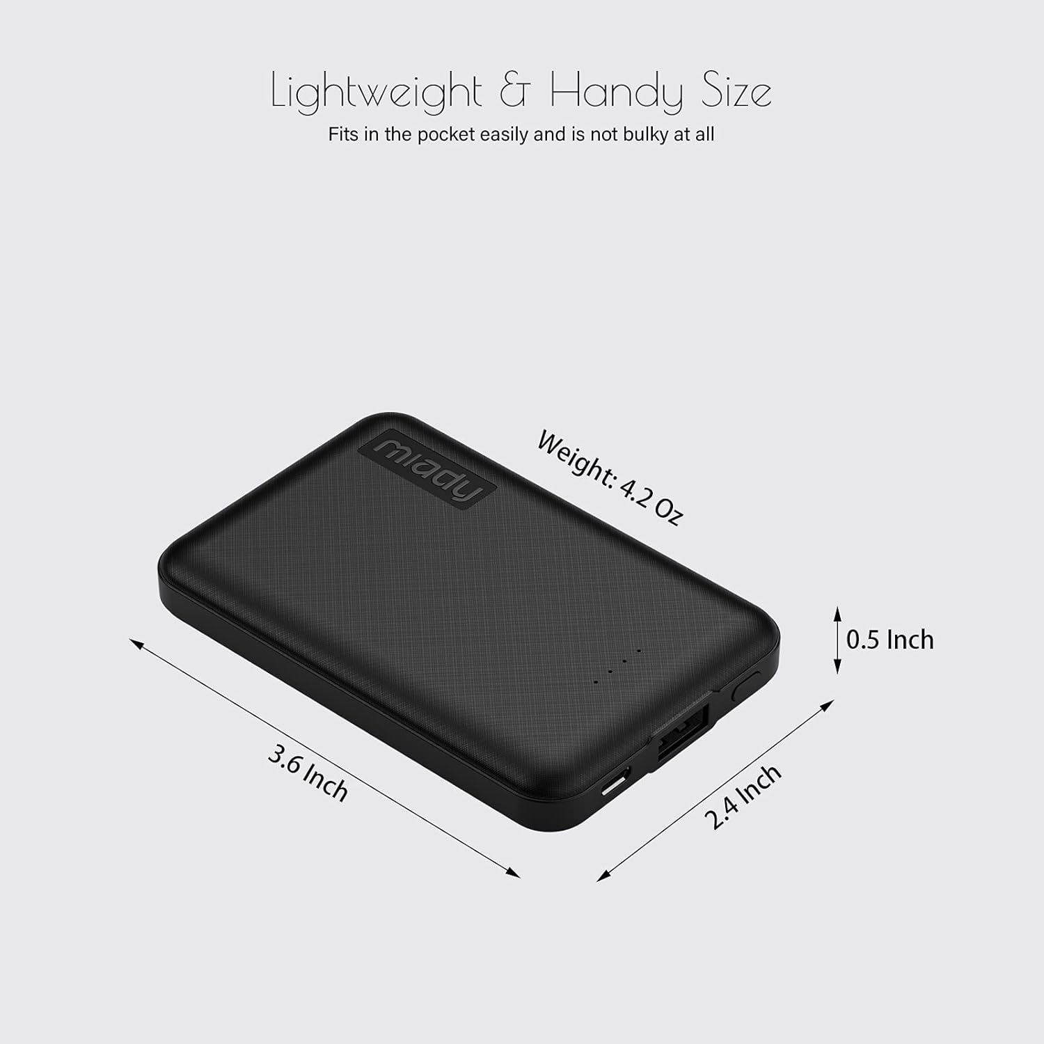 Miady 2-Pack 5000mAh Mini Portable Charger, 5V 2.4A USB-C Output Fast Charging Battery Pack Travel Small Power Bank Phone Charger Compatible with iPhone 16/15 Samsung S24/S22 Google iPad Android etc - Image 6