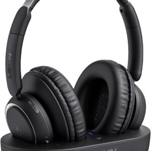 LEVN Wireless Headphones for TV Watching, TV Headphones Wireless for Seniors with TV Transmitter Charging Base, Hearing-impaired, No Audio Delay Blutooth Headphones, Plug and Play, Gifts for Elderly