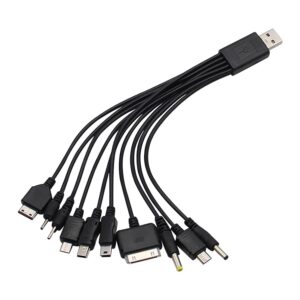 Black 10 in 1 Universal USB Cable, Multiple Universal Charging Cable for Cell Phones Blutooth Earphone Speaker Adapter Cable, 20cm Data Cable USB Cables Cables and Interconnects Cables Interconnects