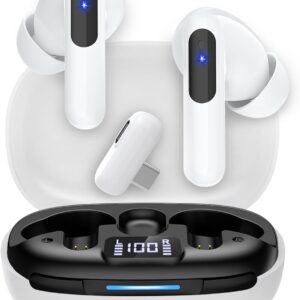 RYR 2.4GHz Wireless Gaming Earbuds, Bluetooth 5.3 in-Ear Headphones Bass Stereo, Gaming Earphones with Noise Cancelling Mic, LED Display, 36Hs Playtime for Meta Quest 3/2, PS5/4, VR, Switch, PC, Phone