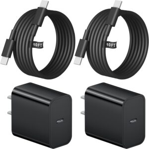 10 Ft iPhone 16 15 Charger Fast Charging USB C Charger Block Type C Chagrer Fast Charging 2-Pack for iPhone 16/16 Plus/16 Pro/16 Pro Max/iPhone 15/15 Pro Max/Samsung(Black)