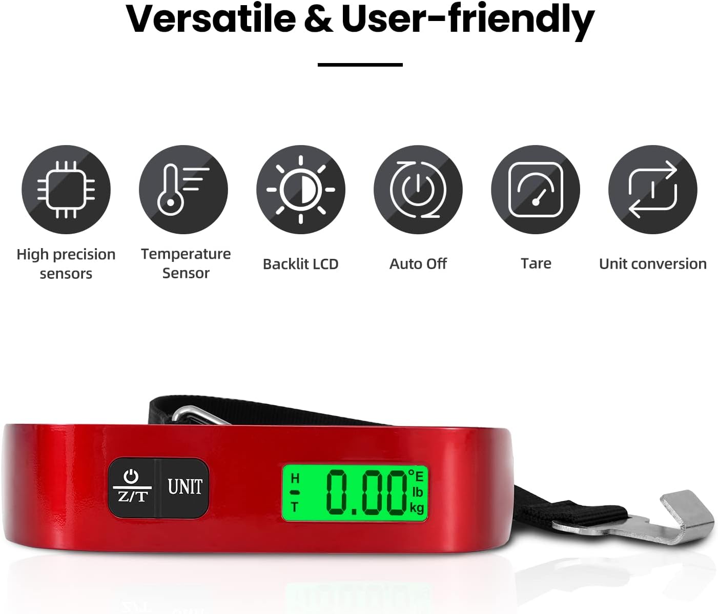 BAGAIL Digital Luggage Scale, 110lbs Hanging Baggage Scale with Backlit LCD Display, Portable Suitcase Weighing Scale, Travel Luggage Weight Scale with Hook, Strong Straps for Travelers - Image 7