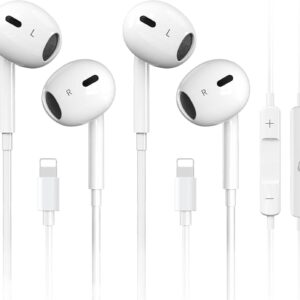 2 Pack for iPhone Headphones Wired Earbuds Earphones Built-in Microphone & Volume Control Nosie Reduction Headsets Compatible with iPhone 14/Pro/Max/Plus/13/12/11/XR/XS/X/8/7/SE, Support All iOS Syste