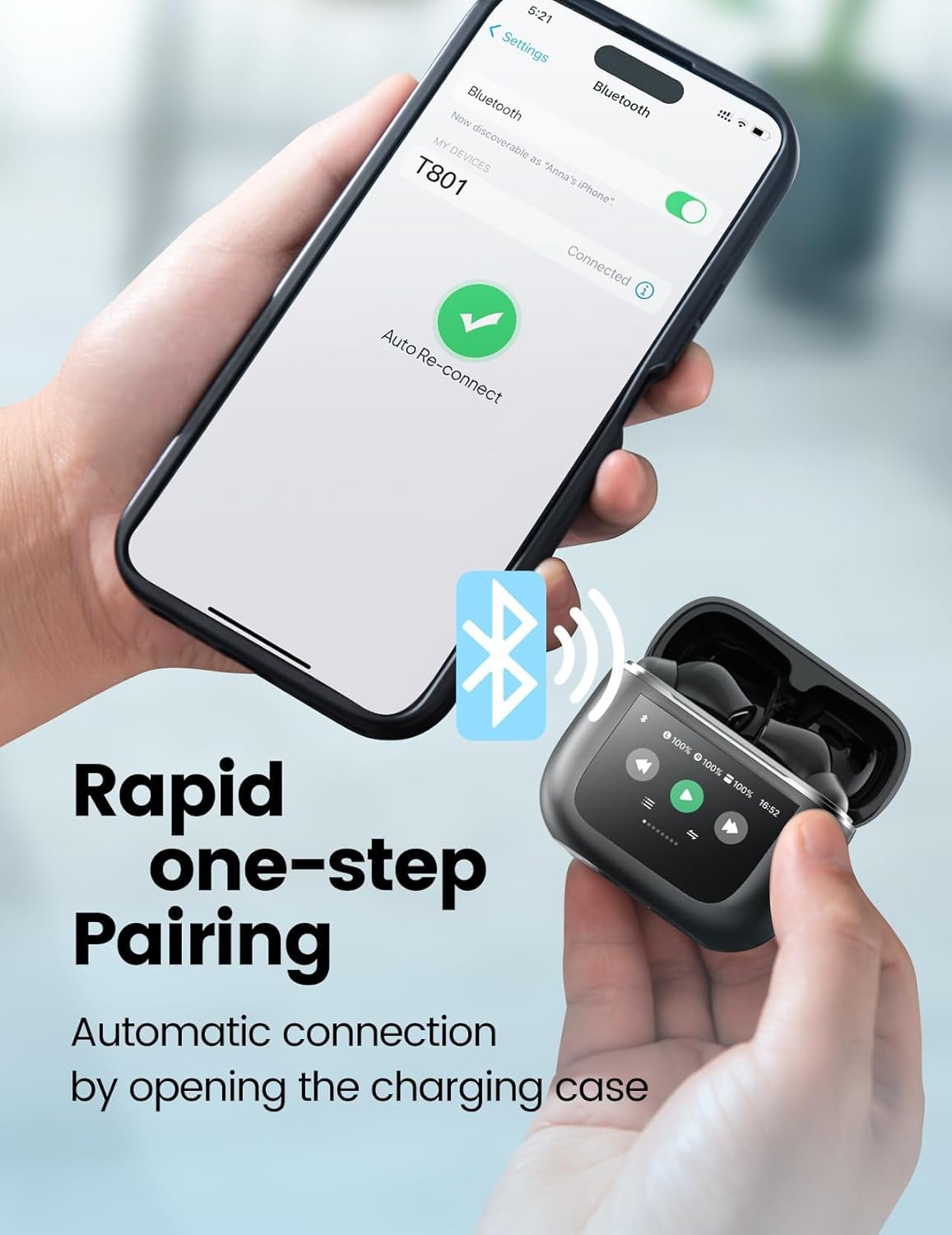 Wireless Earbuds Bluetooth 5.3 Headphones with LED Touch Screen 50H Playtime Deep Bass Stereo Ear Buds with Mic IPX7 Waterproof in Ear Earphones for Pad Tablet Laptop Android/iOS Phones - Image 5