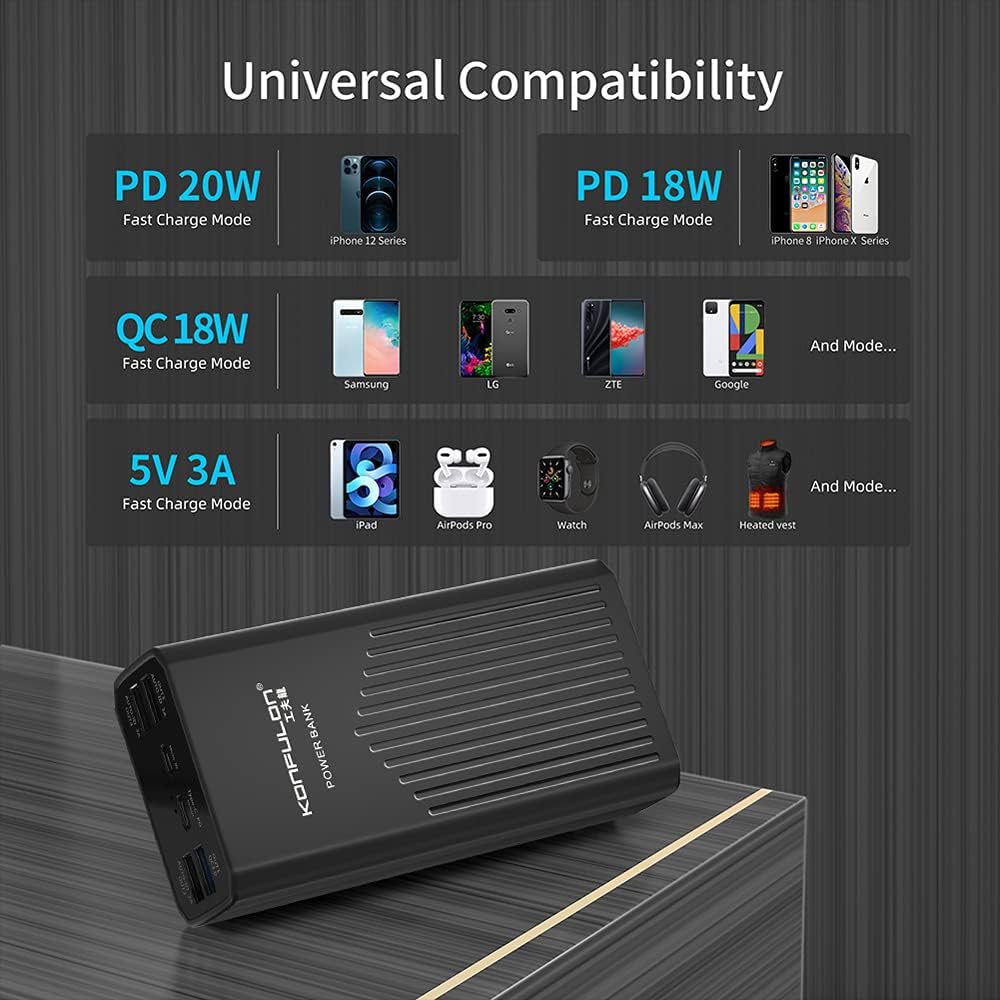 Power Bank 40000mah Portable Charger 20W USB-C Battery Pack with 5 Outputs & 2 Inputs External Battery Cell Phone Charger with Phone Holder Compatible with iPhone 12, MacBook Pro and Samsung - Image 6