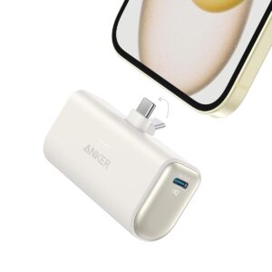 Anker iPhone 16 Portable Charger, Nano Power Bank with Built-in USB C Connector, 5,000mAh Portable Charger 22.5W, for iPhone 16/15 Series, Samsung S22/23 Series, iPad Pro/Air, AirPods, and More