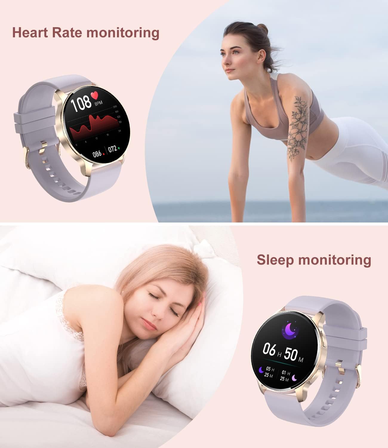 Smart Watches for Women(Answer/Make Call),1.32" HD Ladies Smartwatch with AI Voice Control,20 Sport Modes,Calorie,Heart Rate/Blood Pressure/Sleep Tracker Womens Smart Watch for Android,iOS Purple - Image 4