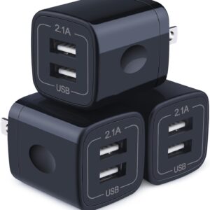 Wall Charger,Charger Cube,Charging Block Fast Charge 3Pack Dual Port 2.1A Power Brick Phone Charger Plug Box Head for iPhone 16/15 Pro/14/13/12/11/XR/8/7/6 Plus,Samsung Galaxy S24 S23 S22 S21 S10 S9