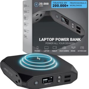 Omni 20+ Professional Premium Portable Power Bank with AC Outlet 20,000mAh/71Wh,Laptop Power Bank,Universal Charger for All Devices, Fast Charging USB-C & QC 3.0, Travel-Friendly Power Solution