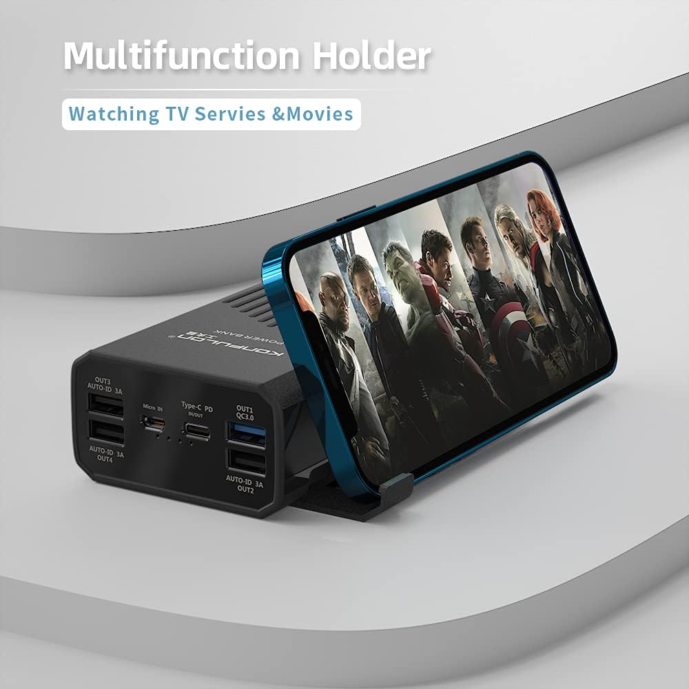 Power Bank 40000mah Portable Charger 20W USB-C Battery Pack with 5 Outputs & 2 Inputs External Battery Cell Phone Charger with Phone Holder Compatible with iPhone 12, MacBook Pro and Samsung - Image 4