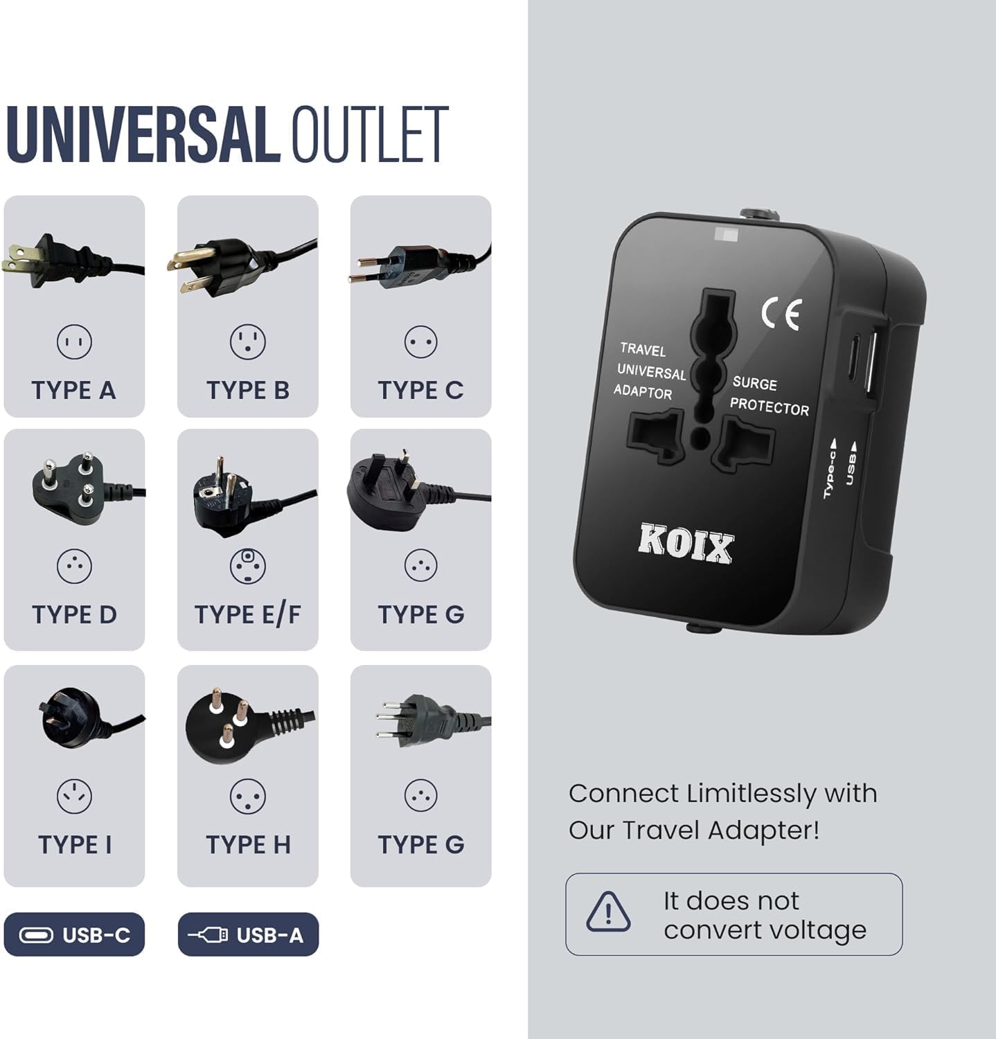 Universal Travel Adapter - All-in-one Worldwide Plug Adapter & Converter for Travels - International Power Adapter - USB and USB C Ports - Universal Charger - Compatible with Apple Devices - Image 4