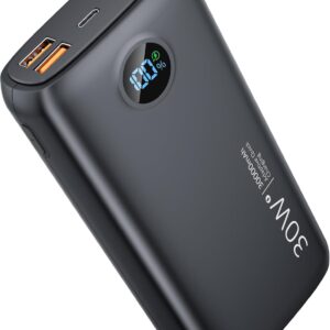 Portable Charger 30,000mAh-Output Input USB C Fast Charging LED Display SCP22.5W PD3.0 QC4.0 Power Bank, Flashlight External Battery Pack for iPhone, Samsung Galaxy, LG, and More Black