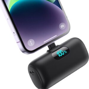 Small Portable Charger for iPhone,Upgraded 5000mAh PD Fast Charging Power Bank,Mini Battery Pack Backup Charger Compatible with iPhone 14/14 Pro Max/13/13 Pro/12 Pro/11/XS/XR/X/8/7/6 etc-Black
