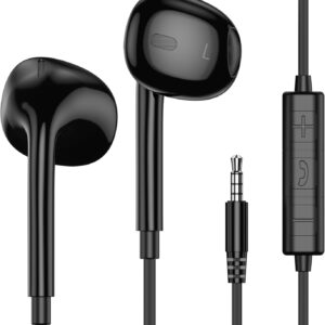 MOSWAG Wired Earbuds with Microphone, 3.5mm Jack in Ear Headphones with Microphone Suitable for Smartphones, Computers, Laptops, IPads, MP3 Players, Etc