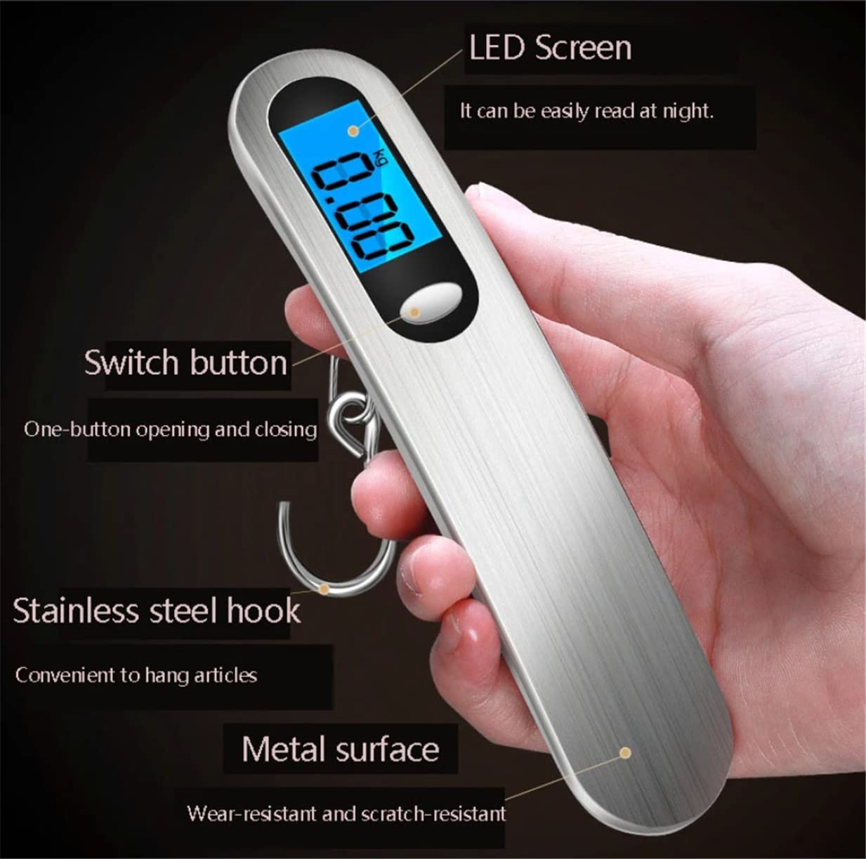 Luggage Scale 50kg/110LB, TXY Portable LCD Display Electronic Scale Weight Balance Suitcase Travel Bag Hanging Steelyard Scale Tool with Hook - Image 3