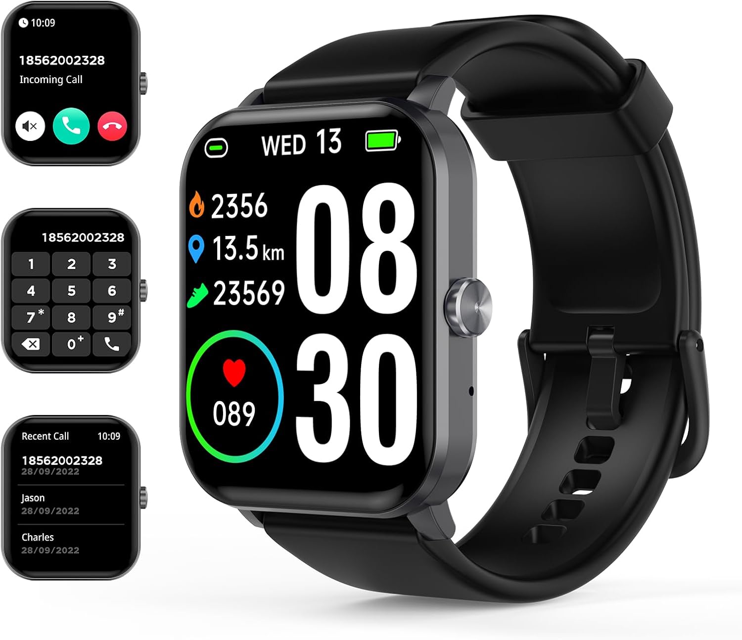 Smart Watch(Answer/Make Call), 1.85'' HD Smartwatch for Men Women, 2025 Fitness Tracker with 100+ Sport Modes, Heart/Sleep Monitor/Pedometer IP68 Waterproof Fitness Watch for Android iOS