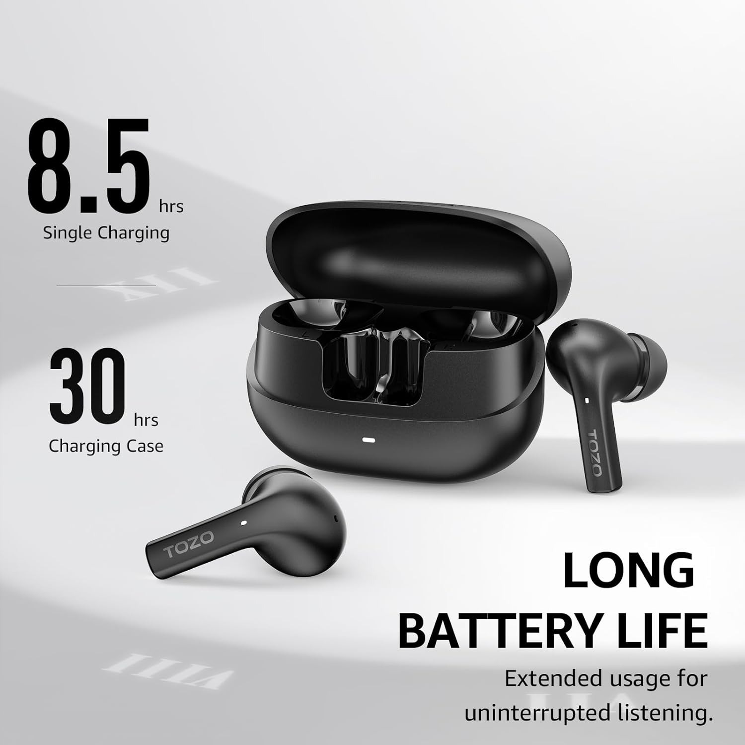 TOZO E2 Wireless Earbuds with Call Noise Cancellation, App Customize 32 EQs, 10mm Drivers with Powerful Bass, 30H Playtime, 2 Mics for Clear Calls, Bluetooth 5.3 Headphones, Comfort Fit in-Ear Headset - Image 3
