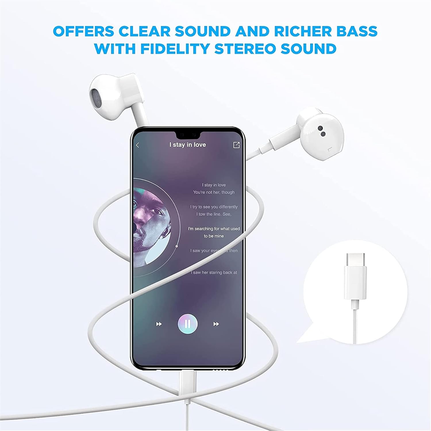 2 Pack-USB C Headphones for iPhone 15 Earbuds USB C Wired Earphones with Mic & Remote Control Noise Cancelling for iPhone 16 pro, iPad Pro, Galaxy S23/S22/S21/S20/Ultra Note 10/20, Pixel 7/6/6a/5/4 - Image 4