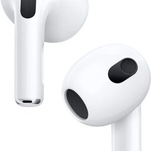 Apple AirPods (3rd Generation) Wireless Ear Buds, Bluetooth Headphones, Personalized Spatial Audio, Sweat and Water Resistant, Lightning Charging Case Included, Up to 30 Hours of Battery Life