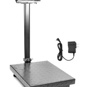 QWORK Foldable 600LB Weight Computing Postal Scale, Floor Platform Digital Scale, Accurate Warehouse Large Shipping Mailing LB/KG Calculator