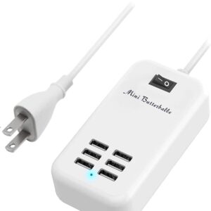 6 Ports USB Charger Hub Desktop US Plug AC Power Wall Travel Charging Adapter Slots Charging Station Extension Socket Outlet with Cable