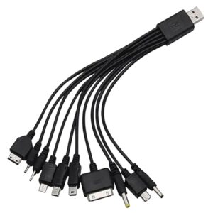 10 in 1 Multi Charging USB Cable Universal Charging Cable Universal Cords Universal Multiple Charging Cord Charging Cable with 10 Ports for Charging Cell Phones Speaker MP3 MP4