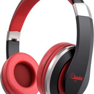 ELECDER i41 Kids Headphones, Headphones for Kids Children Girls Boys Teens Foldable Adjustable On Ear Headphones with 3.5mm Jack for Cellphones Computer MP3/4 Kindle School(Red/Black)